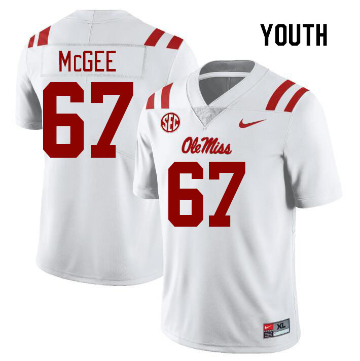 Youth #67 Quincy McGee Ole Miss Rebels College Football Jerseys Stitched Sale-White
